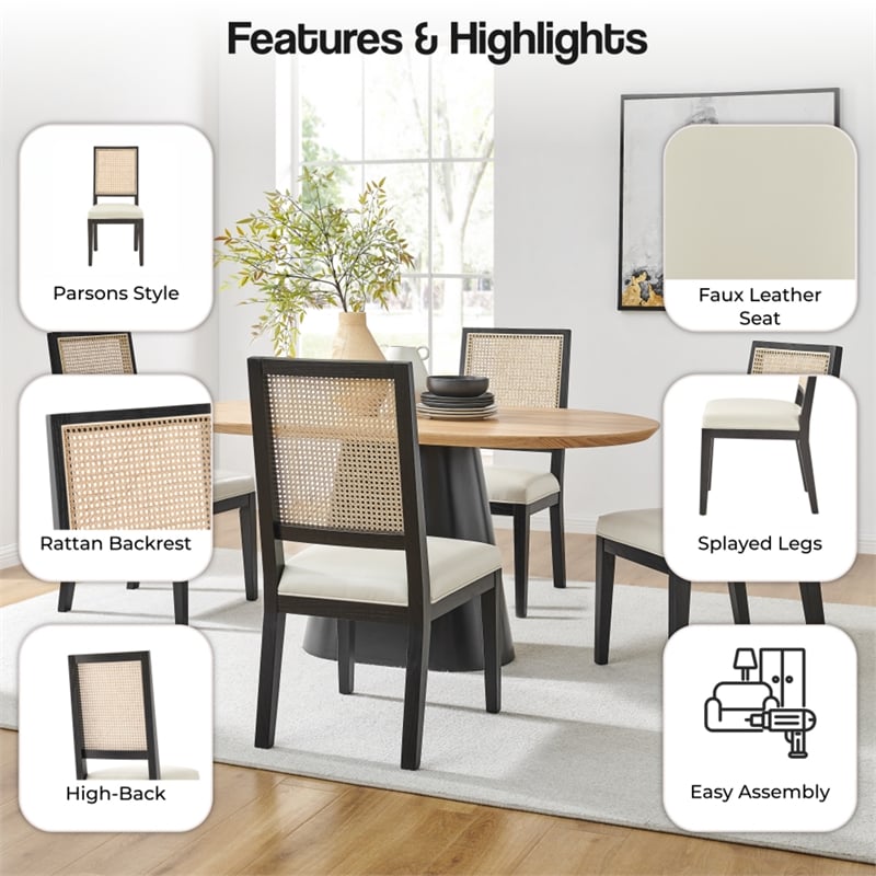 NPD Furniture Dover Faux Leather Dining Side Chair in Beige (Set of 2)