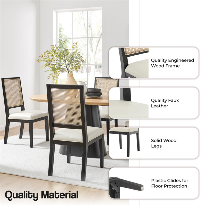 NPD Furniture Dover Faux Leather Dining Side Chair in Beige (Set of 2)
