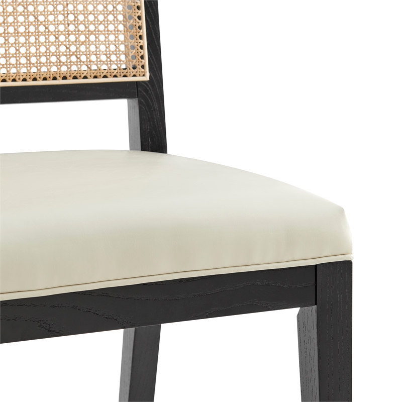 NPD Furniture Dover Faux Leather Dining Side Chair in Beige (Set of 2)