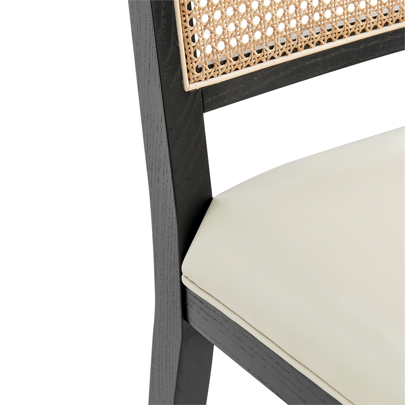 NPD Furniture Dover Faux Leather Dining Side Chair in Beige (Set of 2)