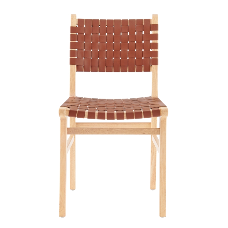 NPD Furniture Marco Faux Leather Dining Side Chair in Brown (Set of 2)