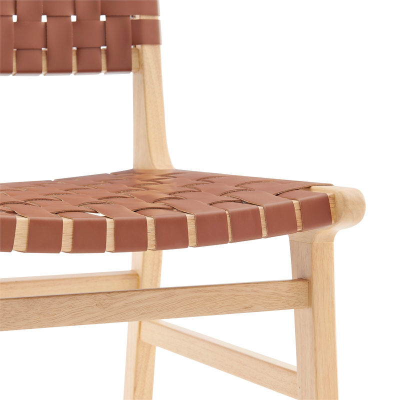 NPD Furniture Marco Faux Leather Dining Side Chair in Brown (Set of 2)