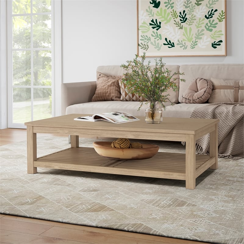 NPD Furniture Tiburon Solid Wood Coffee Table in Drifted Sand
