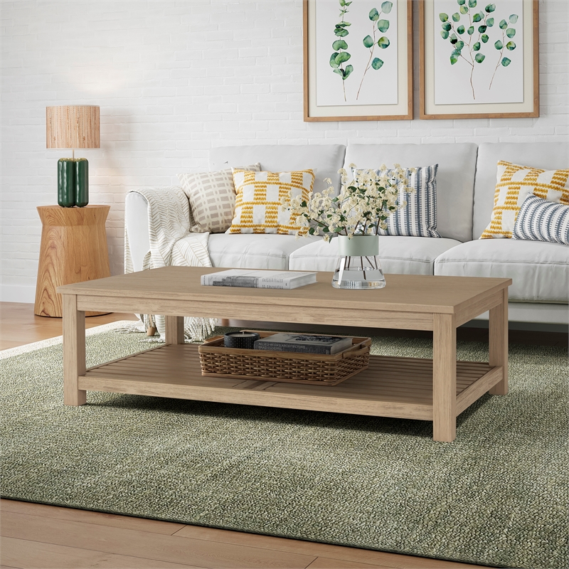 NPD Furniture Tiburon Solid Wood Coffee Table in Drifted Sand