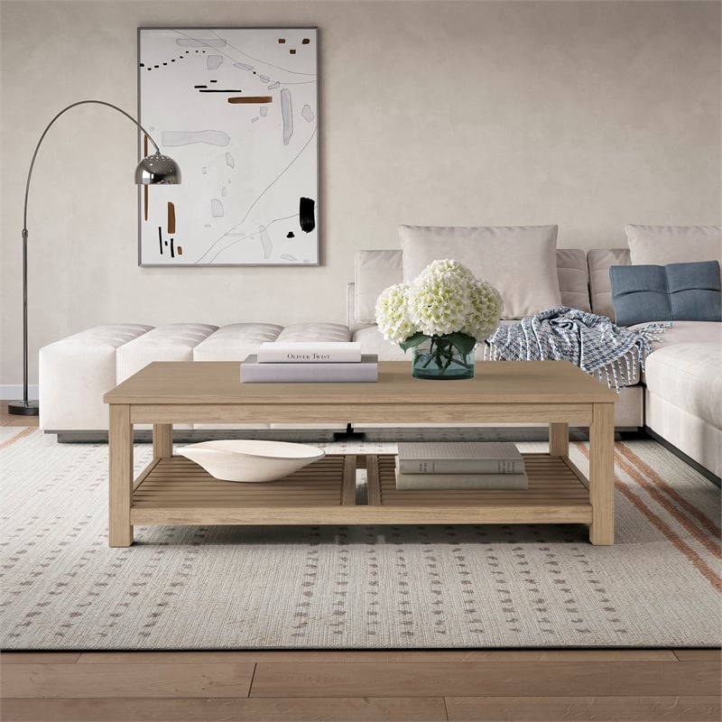 NPD Furniture Tiburon Solid Wood Coffee Table in Drifted Sand
