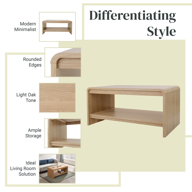 NPD Furniture Delmare Coffee Table in Euro Oak