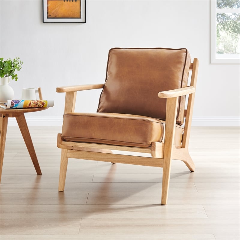 New Pacific Direct Albert PU Accent Arm Chair in Borneo Chocolate