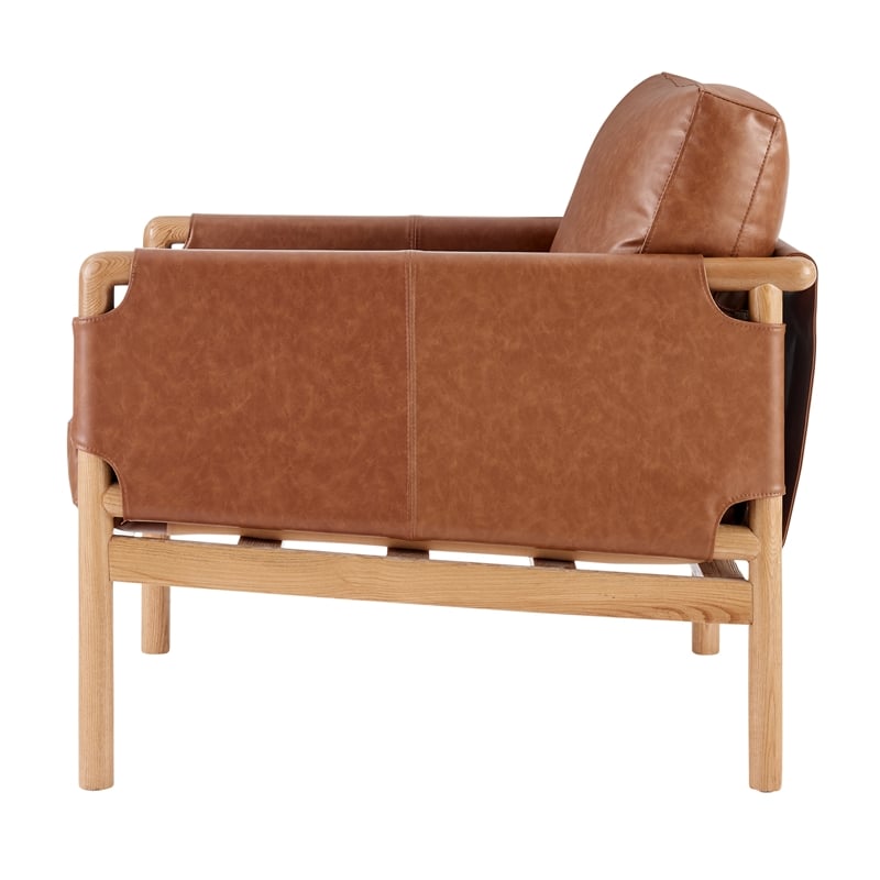 NPD Furniture Barclay PU Accent Arm Chair in Vintage Cider