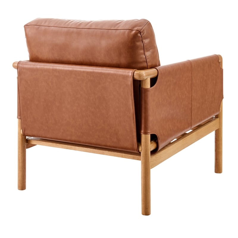 NPD Furniture Barclay PU Accent Arm Chair in Vintage Cider