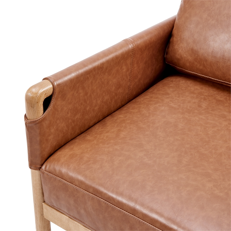 NPD Furniture Barclay PU Accent Arm Chair in Vintage Cider