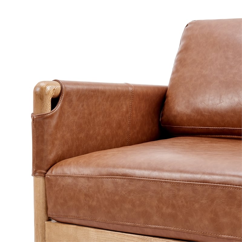 NPD Furniture Barclay PU Accent Arm Chair in Vintage Cider