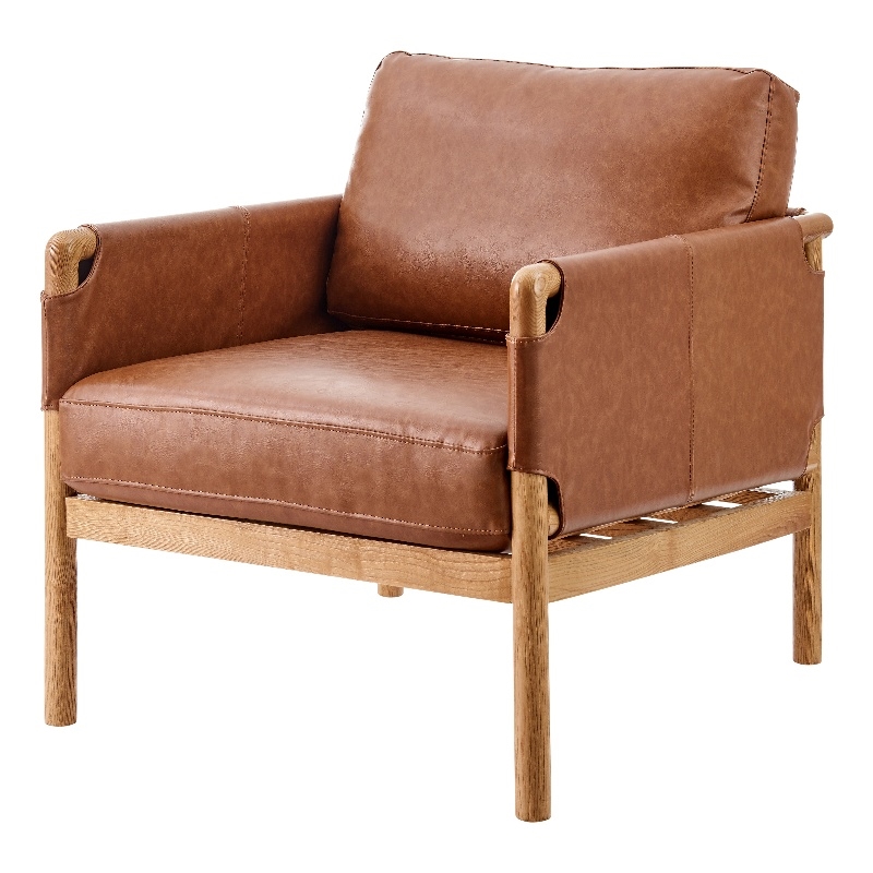 NPD Furniture Barclay PU Accent Arm Chair in Vintage Cider