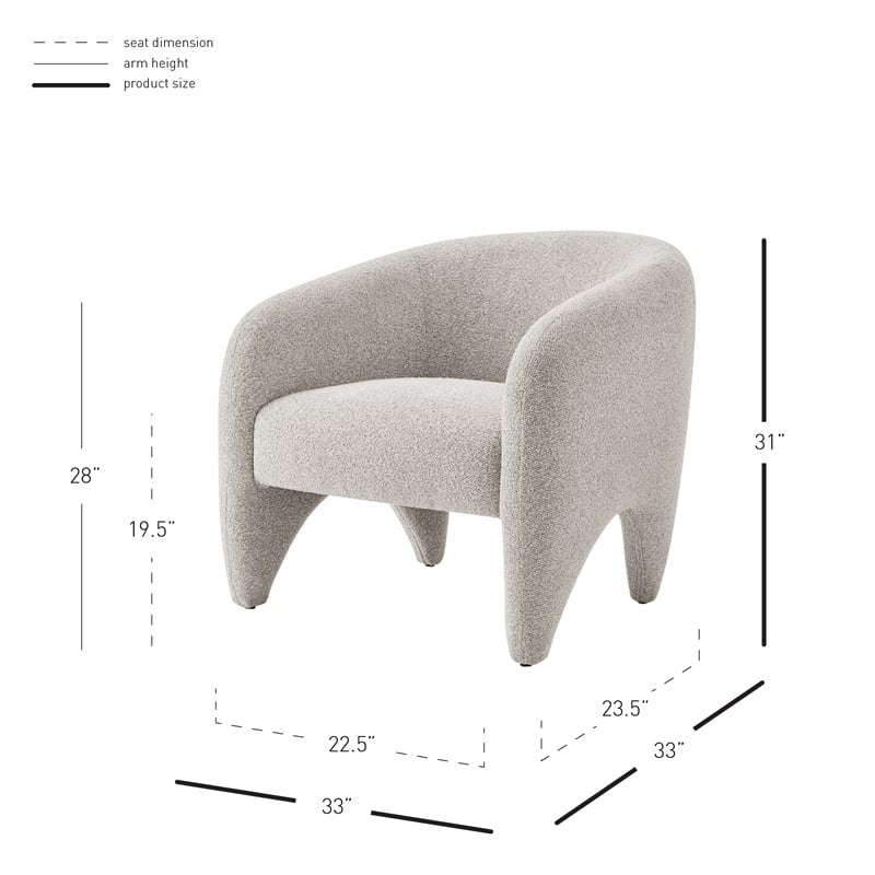 NPD Furniture Carol Fabric Accent Arm Chair in Horizon Gray