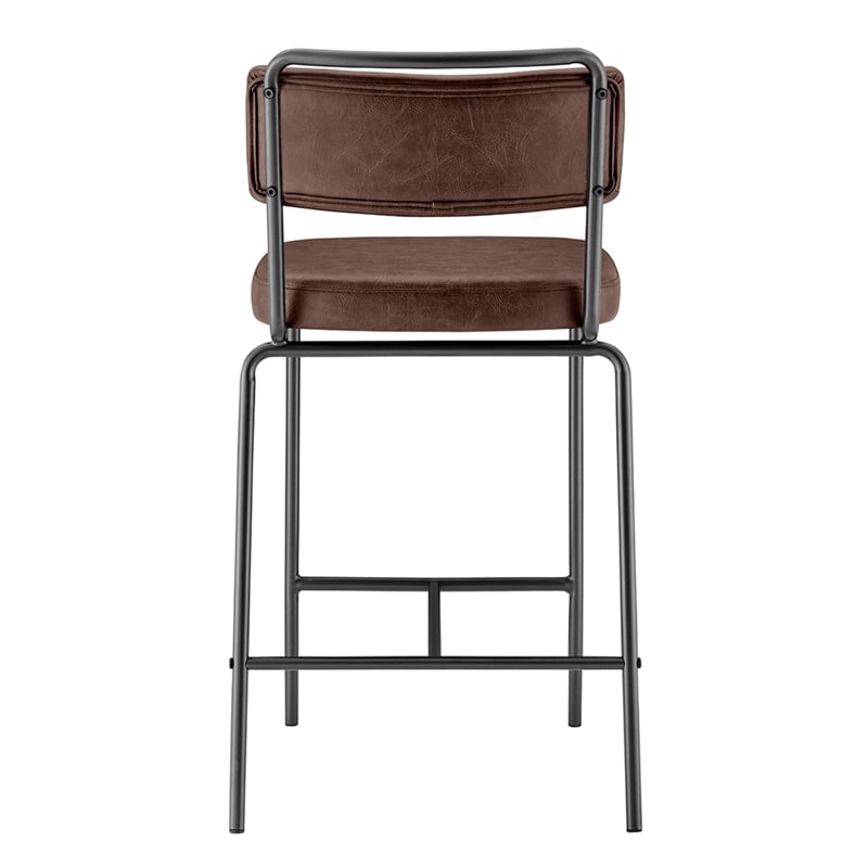 NPD Furniture Zander PU Counter Stool in Toasted Dark Brown (Set of 4)