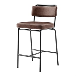 New Pacific Direct Zander PU Counter Stool in Toasted Dark Brown (Set of 4)