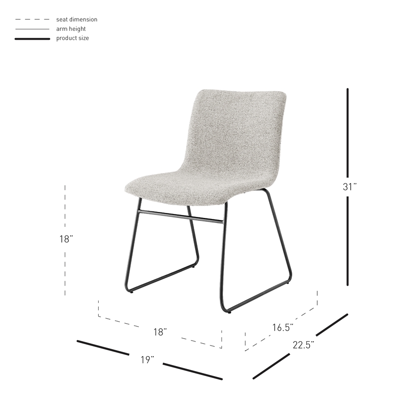 NPD Furniture Bruce Fabric Dining Side Chair in Pebbled Cream (Set of 2)