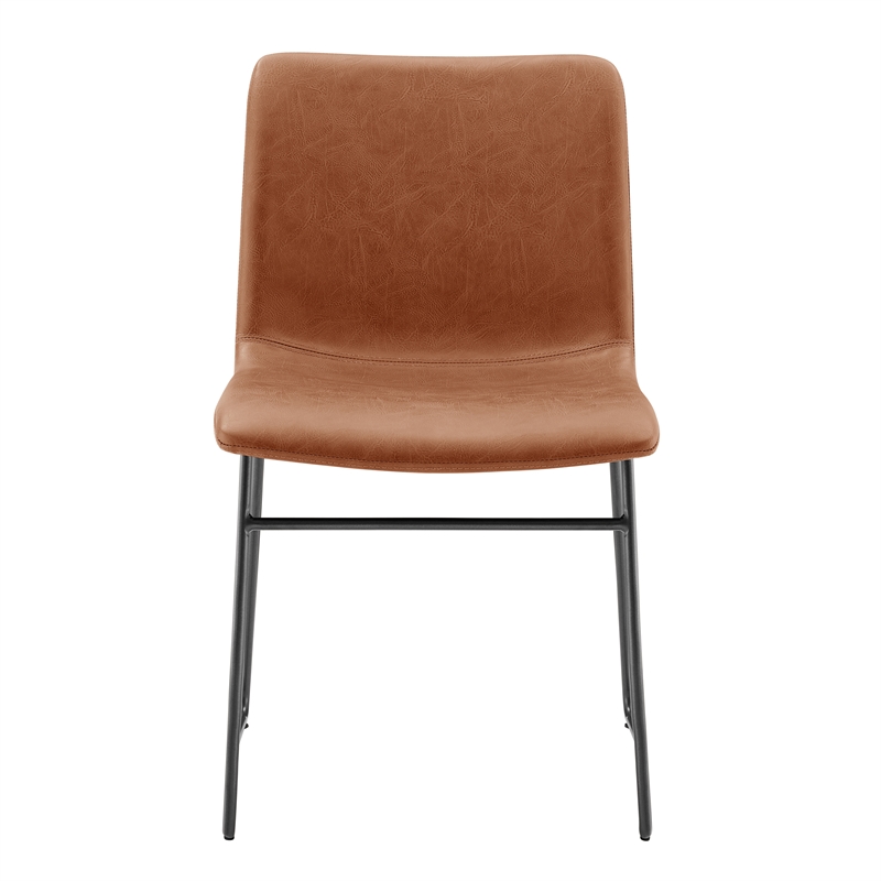 NPD Furniture Bruce PU Dining Side Chair in Toasted Caramel (Set of 2)