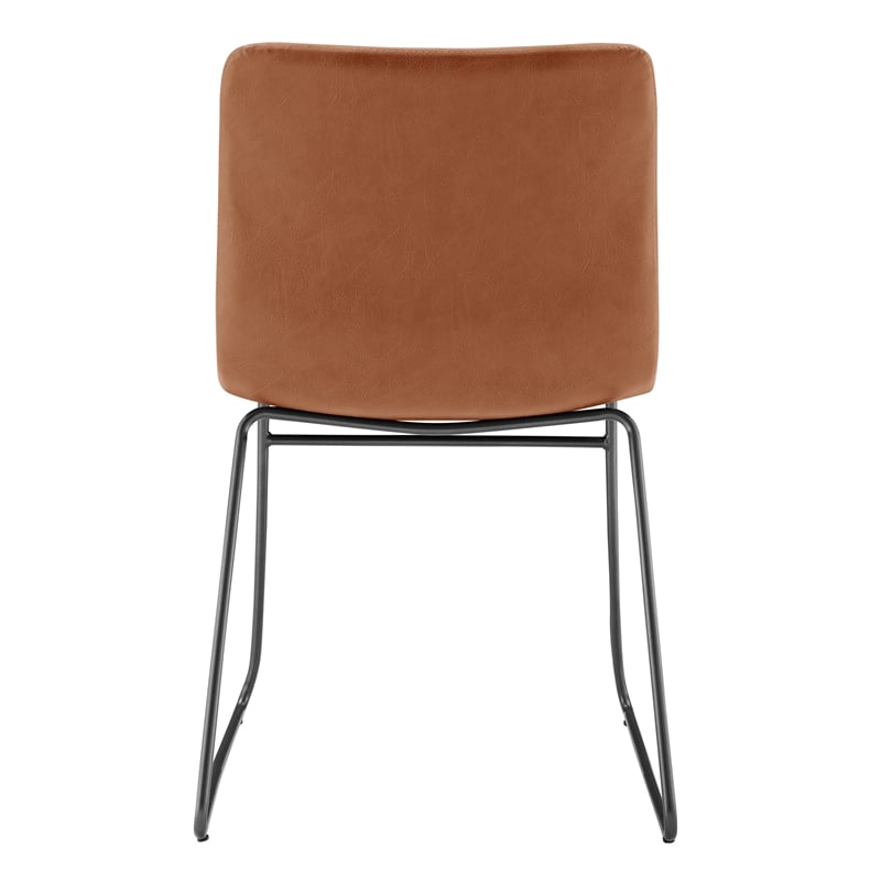 NPD Furniture Bruce PU Dining Side Chair in Toasted Caramel (Set of 2)