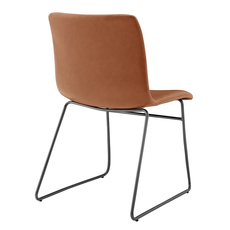NPD Furniture Bruce PU Dining Side Chair in Toasted Caramel (Set of 2)