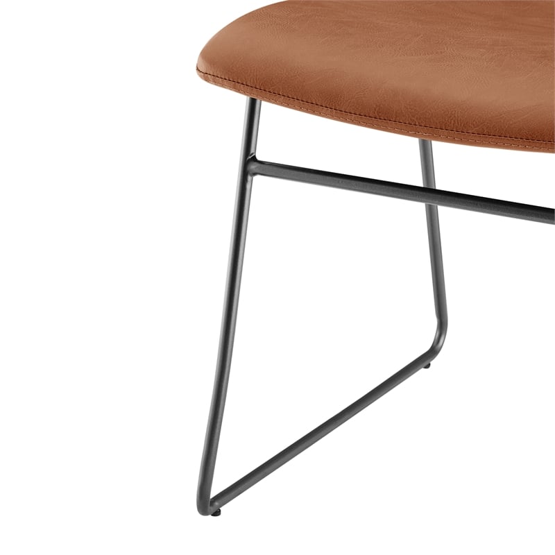 NPD Furniture Bruce PU Dining Side Chair in Toasted Caramel (Set of 2)
