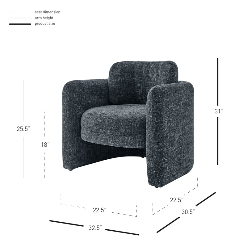 New Pacific Direct Deryll Fabric Accent Arm Chair in Grenada Charcoal