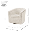 NPD Furniture Ernest Fabric Swivel Accent Arm Chair in Concord Cream