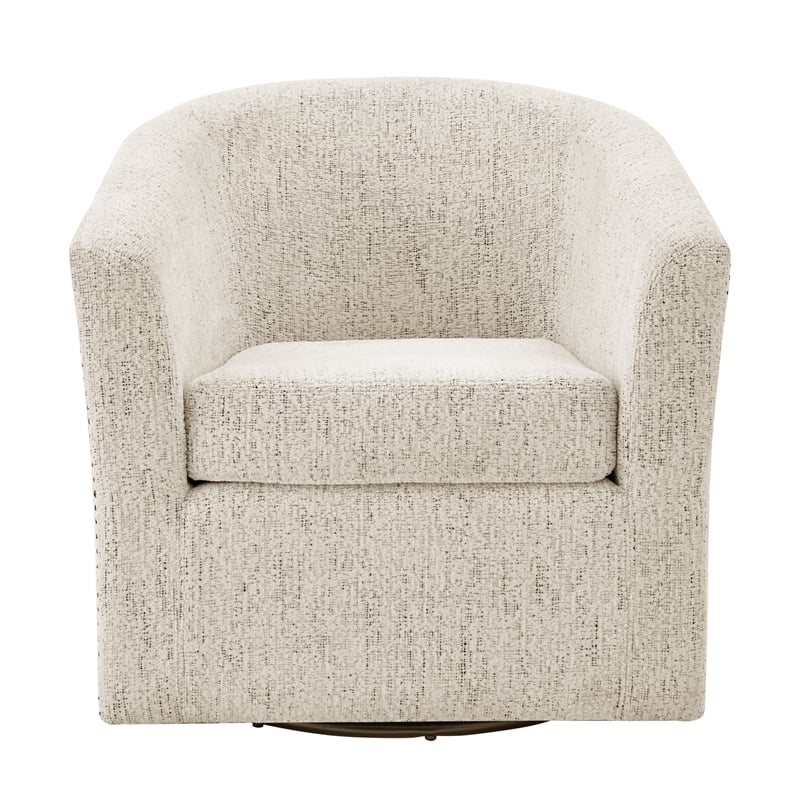 NPD Furniture Ernest Fabric Swivel Accent Arm Chair in Concord Cream