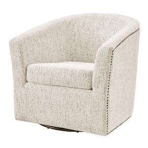 New Pacific Direct Ernest Fabric Swivel Accent Arm Chair in Concord Cream