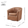 NPD Furniture Ernest Faux Leather Swivel Accent Arm Chair in Vintage Cider