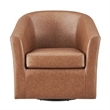 NPD Furniture Ernest Faux Leather Swivel Accent Arm Chair in Vintage Cider