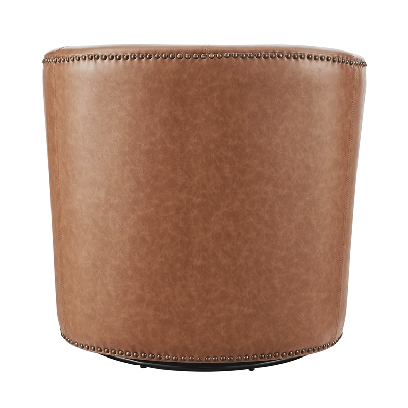 NPD Furniture Ernest Faux Leather Swivel Accent Arm Chair in Vintage Cider