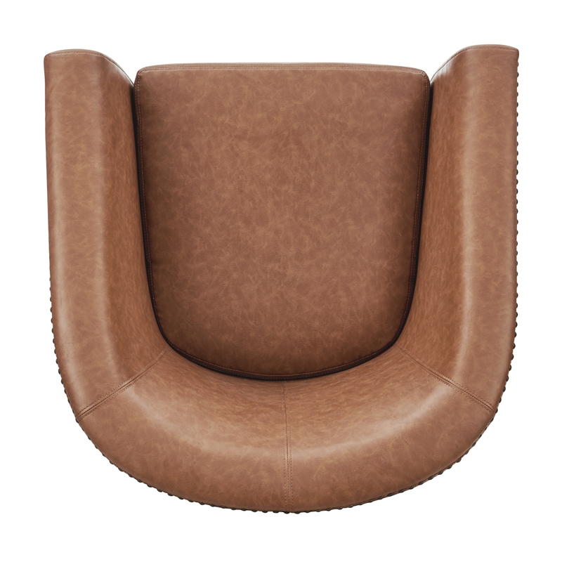 NPD Furniture Ernest Faux Leather Swivel Accent Arm Chair in Vintage Cider
