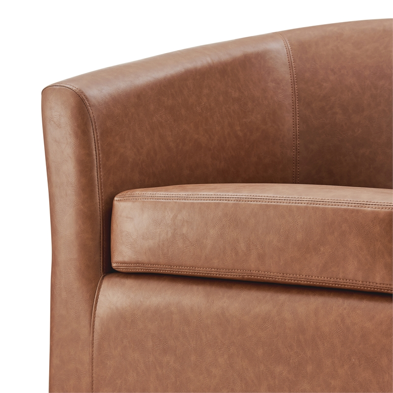 NPD Furniture Ernest Faux Leather Swivel Accent Arm Chair in Vintage Cider