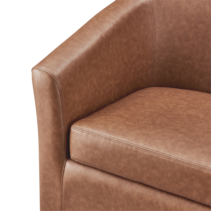 NPD Furniture Ernest Faux Leather Swivel Accent Arm Chair in Vintage Cider
