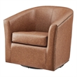 NPD Furniture Ernest Faux Leather Swivel Accent Arm Chair in Vintage Cider