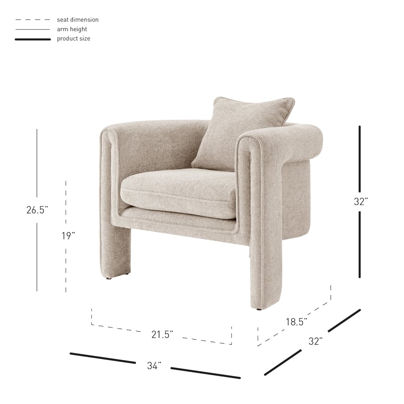 NPD Furniture Heidi Fabric Accent Arm Chair in Grenada Cream