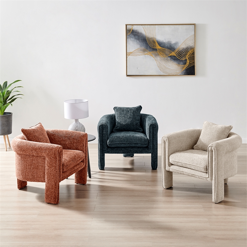 NPD Furniture Heidi Fabric Accent Arm Chair in Grenada Cream