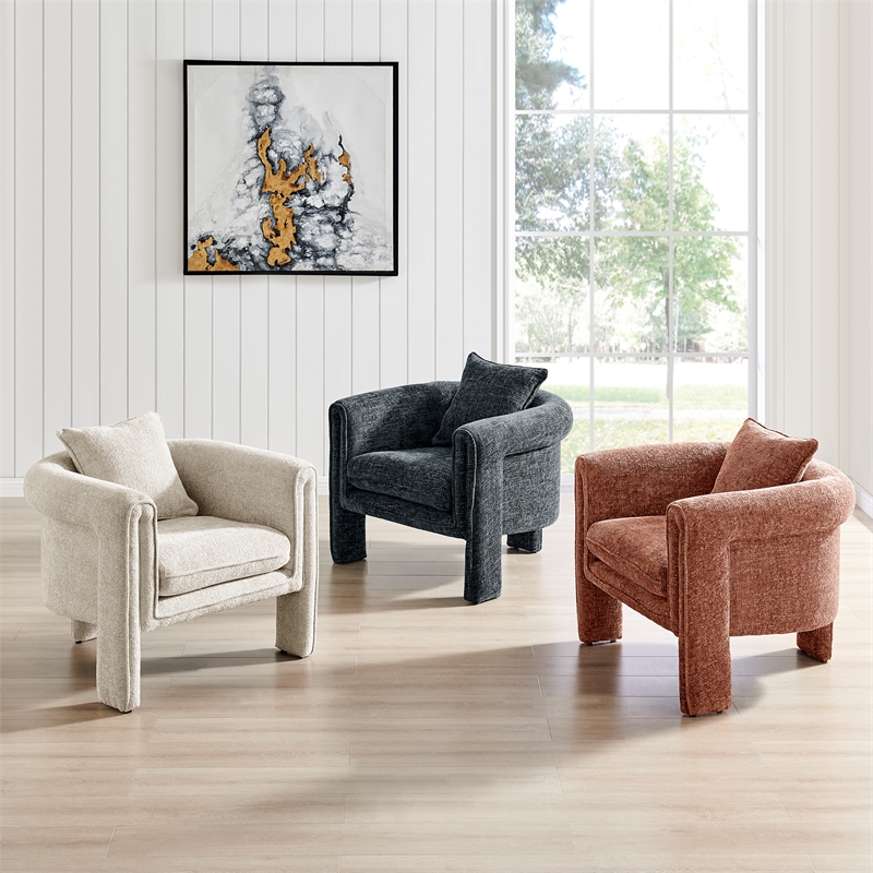 New Pacific Direct Heidi Fabric Accent Arm Chair in Grenada Charcoal