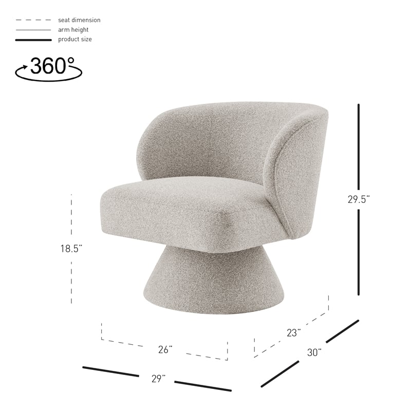 NPD Furniture Jacinta Fabric Swivel Accent Chair in Horizon Gray
