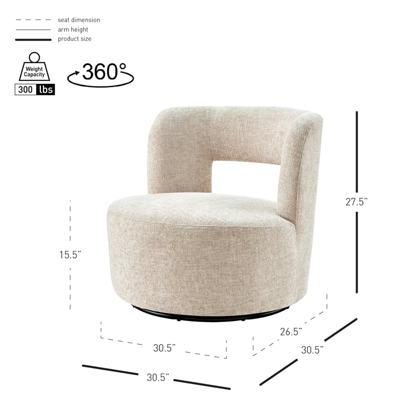 NPD Furniture Jazzlyn Fabric Swivel Accent Chair in Grenada Cream