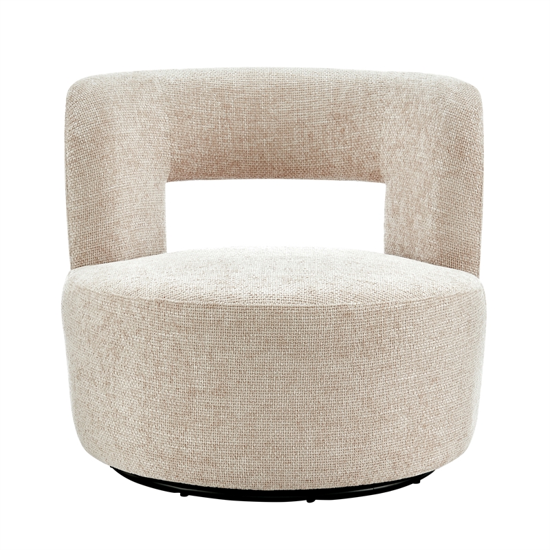 NPD Furniture Jazzlyn Fabric Swivel Accent Chair in Grenada Cream