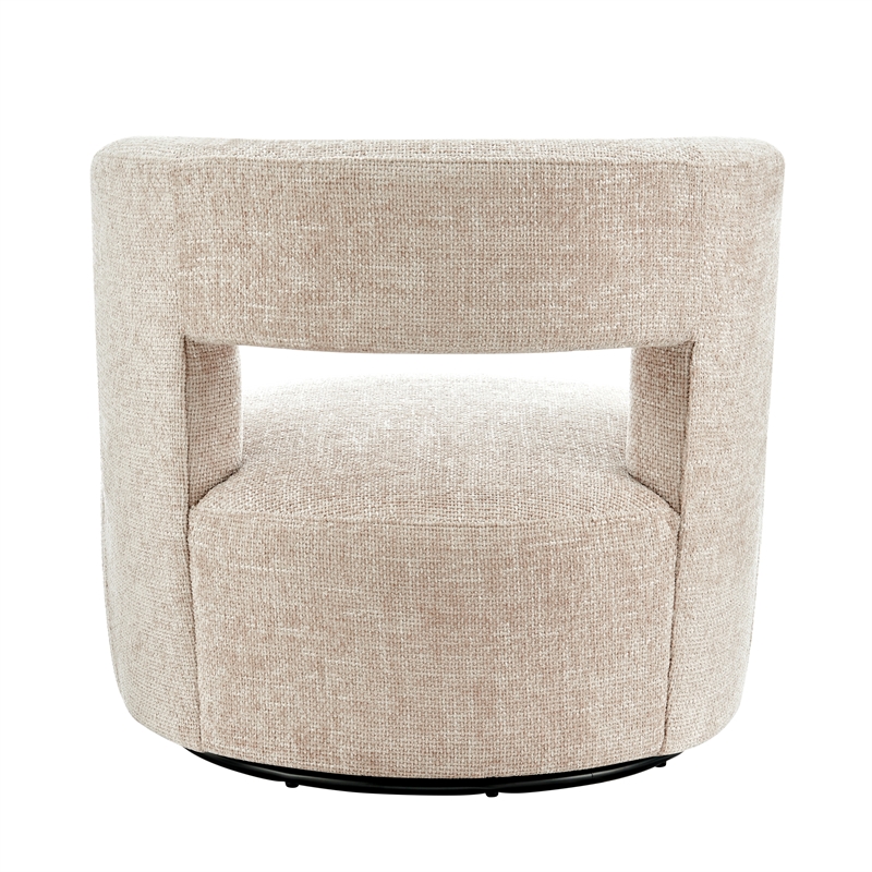 NPD Furniture Jazzlyn Fabric Swivel Accent Chair in Grenada Cream