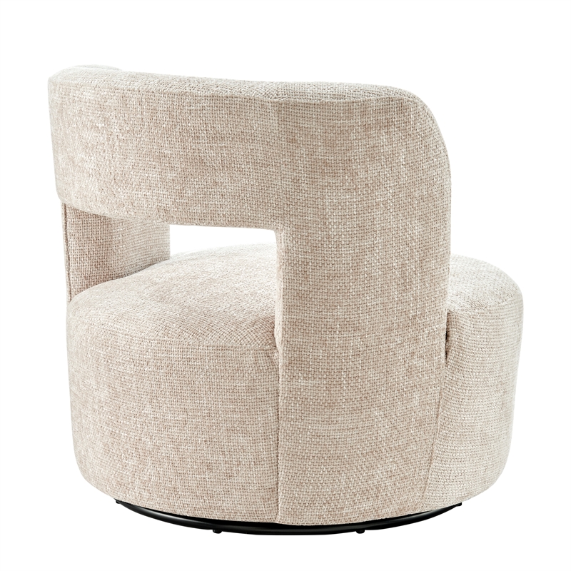 NPD Furniture Jazzlyn Fabric Swivel Accent Chair in Grenada Cream