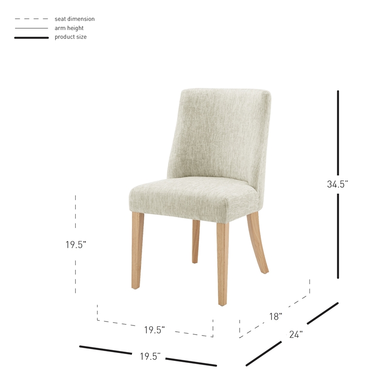 NPD Furniture New Paris Fabric Dining Side Chair in Beige (Set of 2)