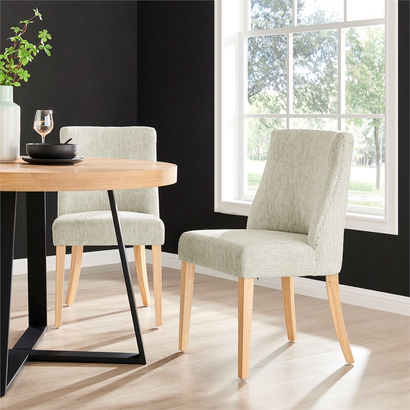 NPD Furniture New Paris Fabric Dining Side Chair in Beige (Set of 2)