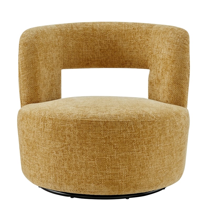 New Pacific Direct Jazzlyn Fabric Swivel Accent Chair in Grenada Mustard