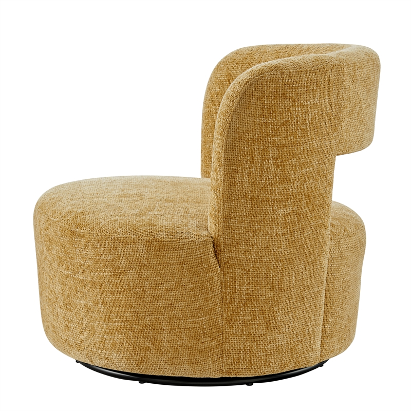 New Pacific Direct Jazzlyn Fabric Swivel Accent Chair in Grenada Mustard