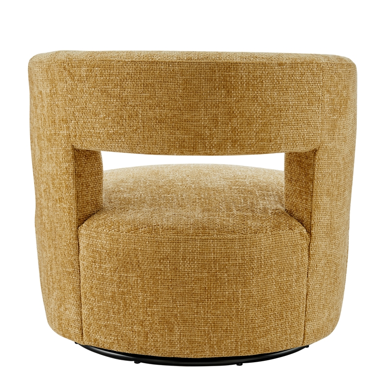 New Pacific Direct Jazzlyn Fabric Swivel Accent Chair in Grenada Mustard