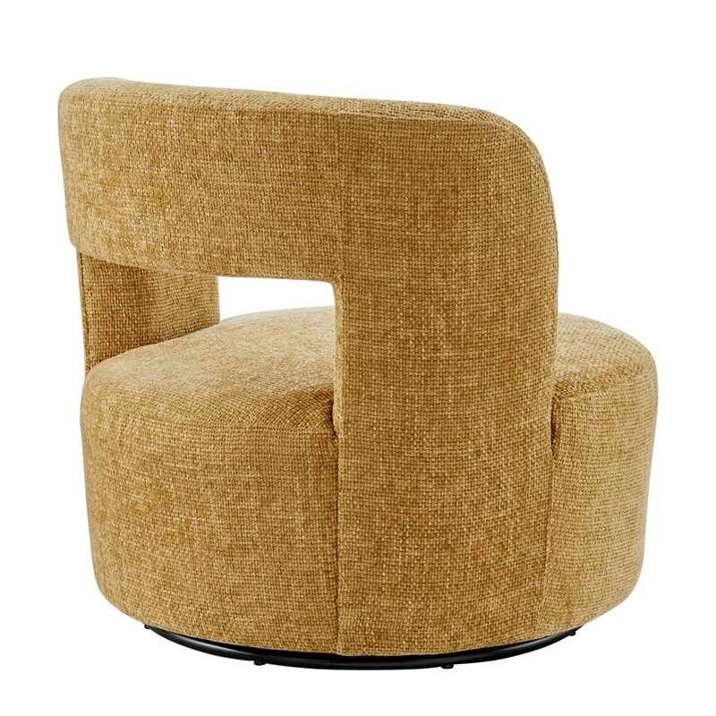 New Pacific Direct Jazzlyn Fabric Swivel Accent Chair in Grenada Mustard