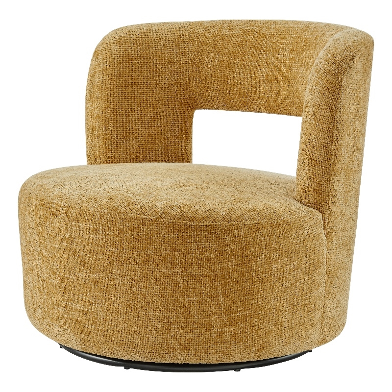 New Pacific Direct Jazzlyn Fabric Swivel Accent Chair in Grenada Mustard